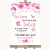 Pink Watercolour Floral Loved Ones In Heaven Personalized Wedding Sign