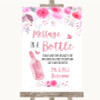 Pink Watercolour Floral Message In A Bottle Personalized Wedding Sign