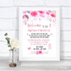 Pink Watercolour Floral No Phone Camera Unplugged Personalized Wedding Sign