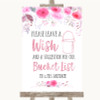 Pink Watercolour Floral Bucket List Personalized Wedding Sign