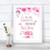 Pink Watercolour Floral Photobooth This Way Left Personalized Wedding Sign