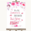 Pink Watercolour Floral Photobooth This Way Right Personalized Wedding Sign