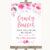 Pink Watercolour Floral Candy Buffet Personalized Wedding Sign
