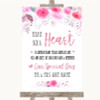 Pink Watercolour Floral Sign a Heart Personalized Wedding Sign