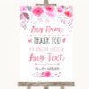 Pink Watercolour Floral Thank You Bridesmaid Page Boy Best Man Wedding Sign