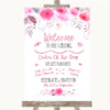 Pink Watercolour Floral Welcome Order Of The Day Personalized Wedding Sign