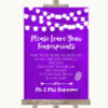 Purple Watercolour Lights Fingerprint Guestbook Personalized Wedding Sign