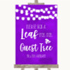 Purple Watercolour Lights Guest Tree Leaf Personalized Wedding Sign Purple Watercolour Lights Guest Tree Leaf Personalized Wedding Sign