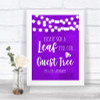 Purple Watercolour Lights Guest Tree Leaf Personalized Wedding Sign