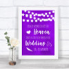 Purple Watercolour Lights Heaven Loved Ones Personalized Wedding Sign