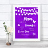 Purple Watercolour Lights I Love You Message For Mum Personalized Wedding Sign