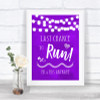 Purple Watercolour Lights Last Chance To Run Personalized Wedding Sign
