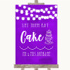 Purple Watercolour Lights Let Them Eat Cake Personalized Wedding Sign