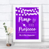 Purple Watercolour Lights Pimp Your Prosecco Personalized Wedding Sign