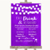 Purple Watercolour Lights Signature Favourite Drinks Personalized Wedding Sign