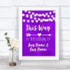 Purple Watercolour Lights This Way Arrow Right Personalized Wedding Sign