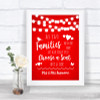 Red Watercolour Lights As Families Become One Seating Plan Wedding Sign