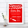 Red Watercolour Lights Cigar Bar Personalized Wedding Sign