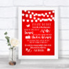 Red Watercolour Lights Don't Post Photos Facebook Personalized Wedding Sign