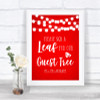 Red Watercolour Lights Guest Tree Leaf Personalized Wedding Sign