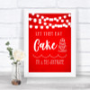 Red Watercolour Lights Let Them Eat Cake Personalized Wedding Sign