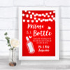 Red Watercolour Lights Message In A Bottle Personalized Wedding Sign