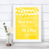 Yellow Watercolour Lights Blow Bubbles Personalized Wedding Sign