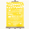 Yellow Watercolour Lights Don't Post Photos Facebook Personalized Wedding Sign