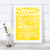 Yellow Watercolour Lights Don't Post Photos Facebook Personalized Wedding Sign