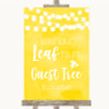 Yellow Watercolour Lights Guest Tree Leaf Personalized Wedding Sign