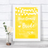 Yellow Watercolour Lights Here Comes Bride Aisle Personalized Wedding Sign