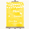 Yellow Watercolour Lights I Love You Message For Mum Personalized Wedding Sign