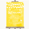 Yellow Watercolour Lights Instagram Photo Sharing Personalized Wedding Sign