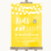 Yellow Watercolour Lights Kids Table Personalized Wedding Sign