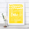 Yellow Watercolour Lights Let Them Eat Cake Personalized Wedding Sign