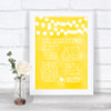 Yellow Watercolour Lights Romantic Vows Personalized Wedding Sign