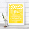 Yellow Watercolour Lights Sign a Heart Personalized Wedding Sign