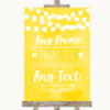 Yellow Watercolour Lights Thank You Bridesmaid Page Boy Best Man Wedding Sign