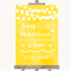 Yellow Watercolour Lights Today I Marry My Best Friend Personalized Wedding Sign