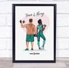 Pink Heart Gym Romantic Gift For Him or Her Personalized Couple Print