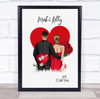 Heart PS I Love You Romantic Gift For Him or Her Personalized Couple Print