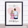 Hearts Background Romantic Gift For Him or Her Personalized Couple Print