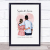 Watercolor Pink Heart Romantic Gift For Him or Her Personalized Couple Print