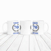 70th Birthday Gift For Man Blue Male Mens 70th Birthday Present Personalized Mug