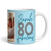 80 & Fabulous 80th Birthday Gift Blue Photo Tea Coffee Cup Personalized Mug