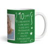 90th Birthday Gift For Him Green Photo Mins Seconds Tea Coffee Personalized Mug