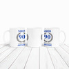 90th Birthday Gift For Man Blue Male Mens 90th Birthday Present Personalized Mug