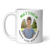 13th Birthday Photo Gift For Teenage Boy Green Gaming Level Up Personalized Mug