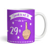 Funny 30th Birthday Gift Middle Finger 29+1 Joke Purple Photo Personalized Mug