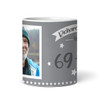 Funny 70th Birthday Gift Middle Finger 69+1 Joke Grey Photo Personalized Mug